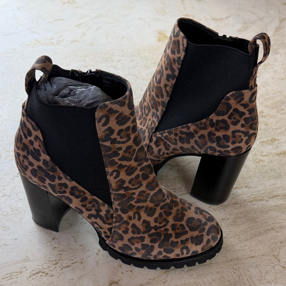 Gibson Latimer Brown Leopard block Heeled Boots women’s size 8